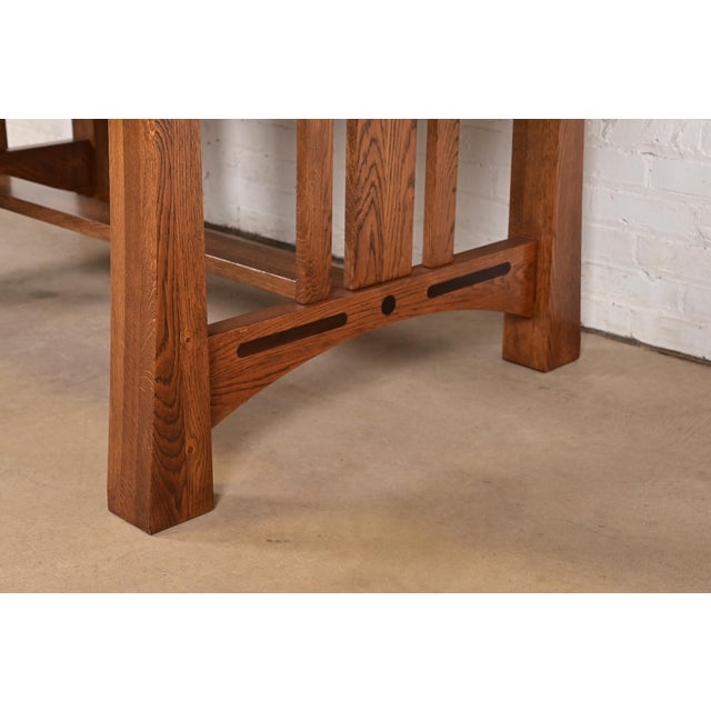 Stickley Style Mission Oak Arts & Crafts Extension Dining Table, Newly Refinished For Sale - Image 11 of 13