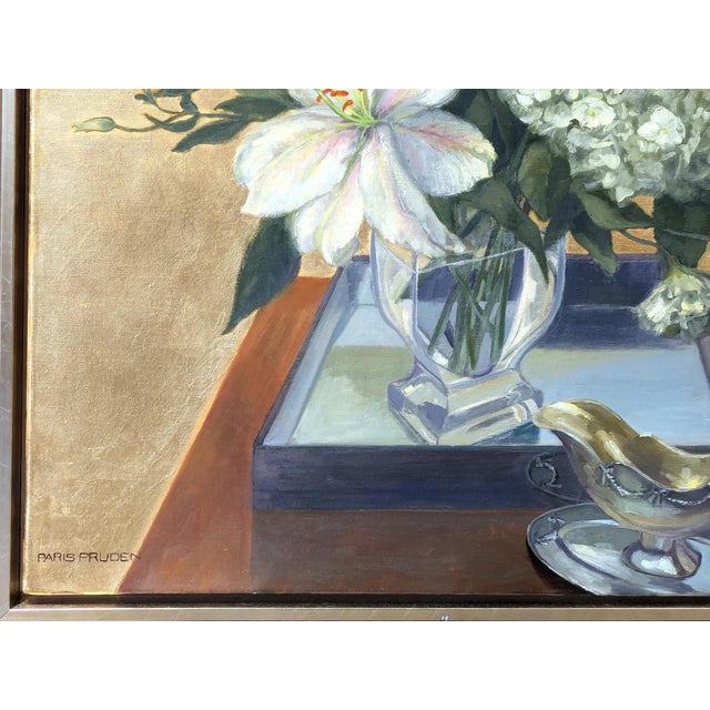 Nancy Paris Pruden "Golden Wedding" Contemporary Gold Leaf Naturalistic Floral Still Life Painting, 2020s For Sale - Image 9 of 12