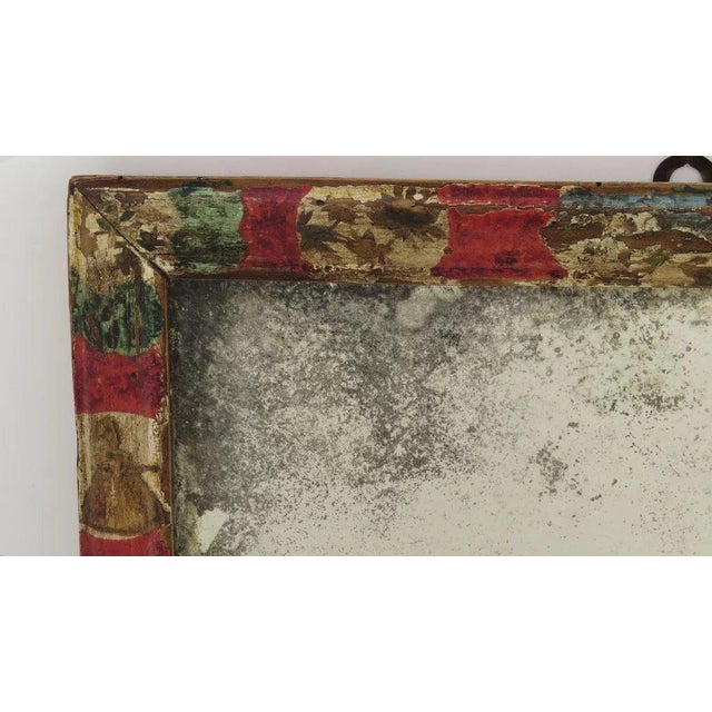 Amber Early Painted and Decoupage Mirror Red For Sale - Image 8 of 9