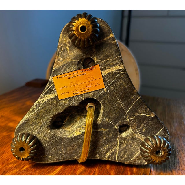 1990s Theodore Alexander Vintage Pair of Bronze & Marble Swan Table Lamps For Sale - Image 5 of 12