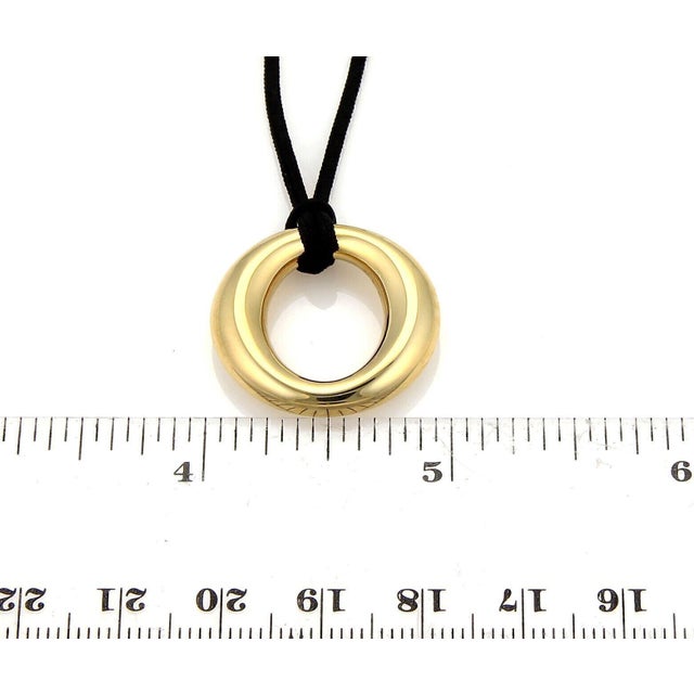Tiffany and Co. Tiffany & Co. Peretti Sevillana 18k Yellow Gold & Black Cord Pendant Necklace For Sale - Image 4 of 4
