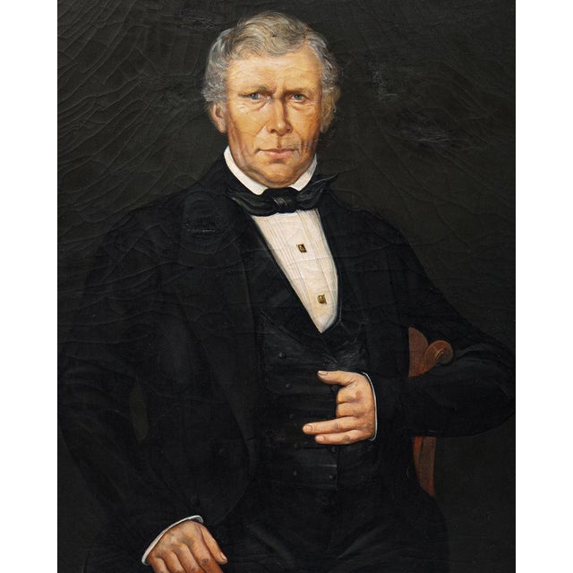 Portrait of a Gentleman in Black, 19th Century, Oil on Canvas For Sale
