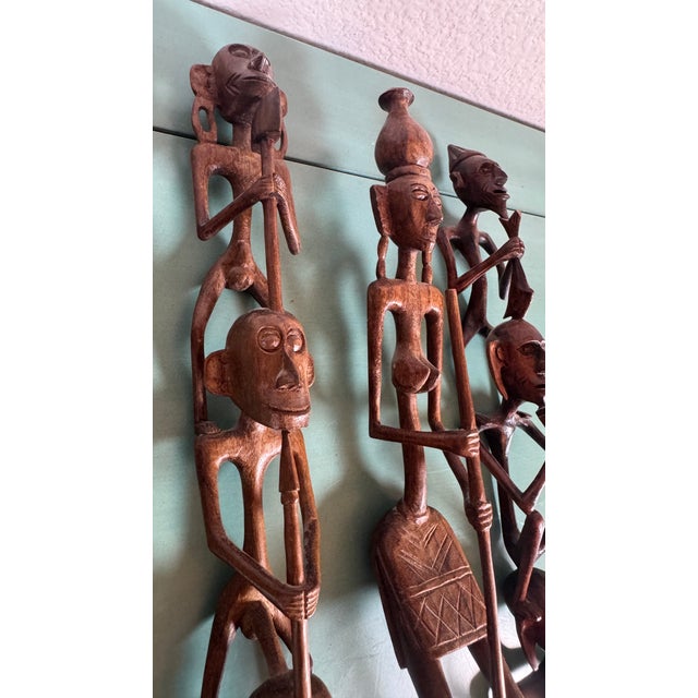 1960s 1960s African Ebony Stick Totem Figures, Malawi Tribal Wooden Sculptures 3 Pc For Sale - Image 5 of 15