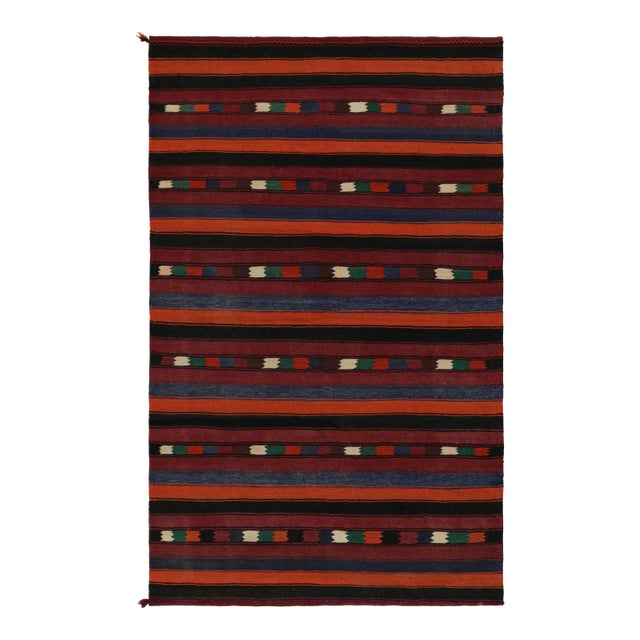 1960s Vintage Afghani Tribal Kilim Rug With Stripes For Sale