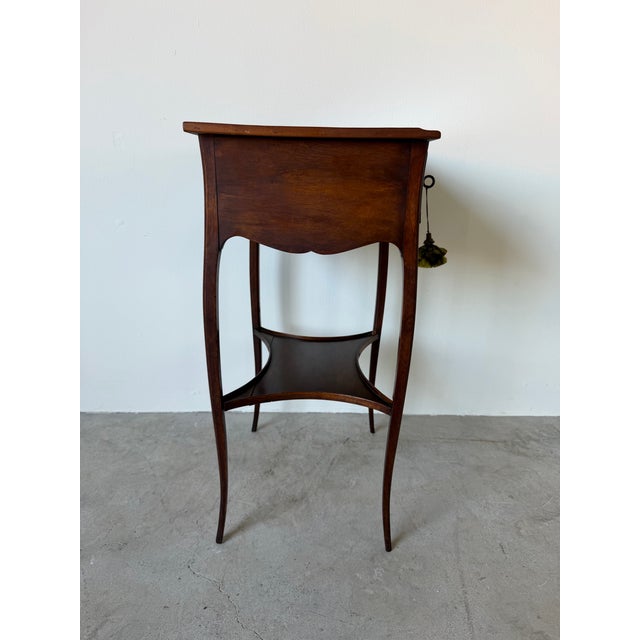 Antique French Louis XV Style Wood Lamp Table or Nightstand With Keyed Drawer For Sale - Image 10 of 12