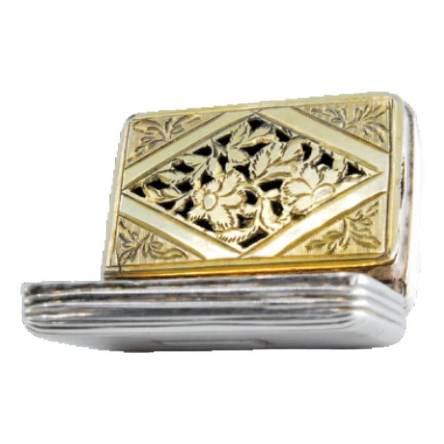 George V Fluted Silver and Gold Vinaigrette Box For Sale