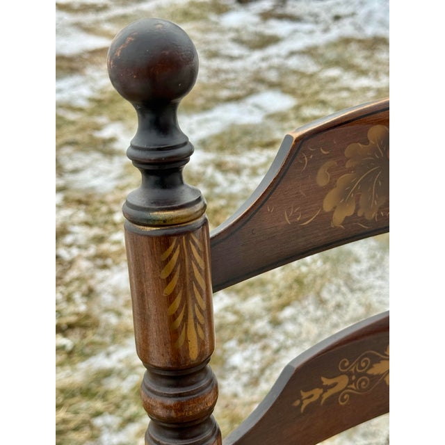 Vintage Hitchcock Harvest Paint Decorated Ladderback Rush Seat Dining Chairs - Set of 4 For Sale - Image 9 of 12