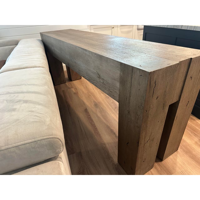 2020s Restoration Hardware Reclaimed Oak Console Table For Sale - Image 5 of 6