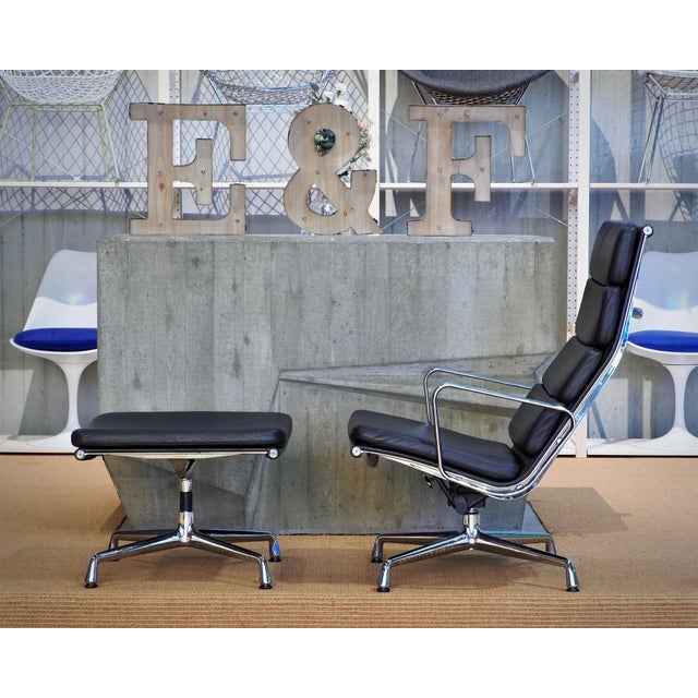 Set of Soft Pad Lounge Chair and Ottoman by Charles and Ray Eames, 2009, in Flawless conditions. Designed 1950 to 1959...