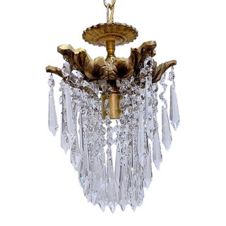 1950s Italian Brass Upside Down Layered Cake Chandelier For Sale