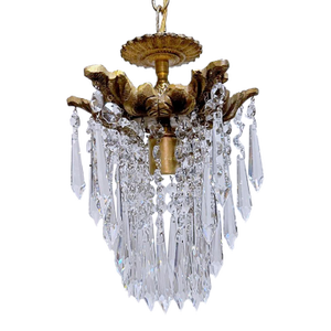 1950s Italian Brass Upside Down Layered Cake Chandelier