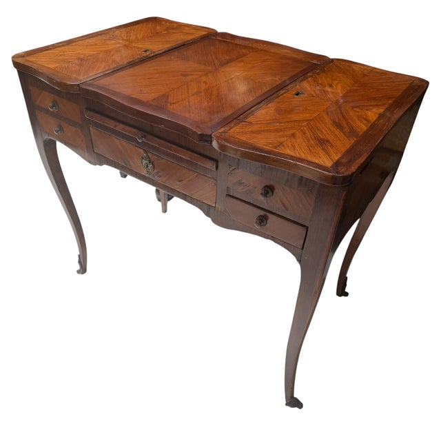 French Antique French Louis XVI Style Pondreuse Vanity Dressing Table For Sale - Image 3 of 4