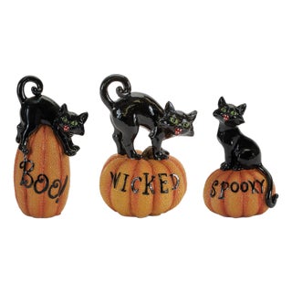 Black Cat on Pumpkin Figurine (Set of 3) For Sale
