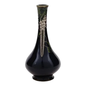 Antique Meiji Japanese Cloisonne Enamel Miniature Wisteria Vase Signed