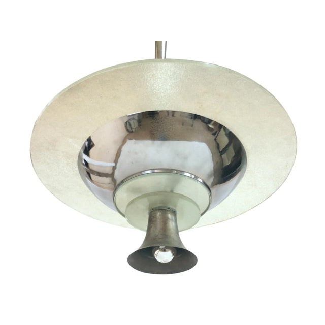 Silver Art Deco French Ceiling Lamp, 1930s For Sale - Image 8 of 9