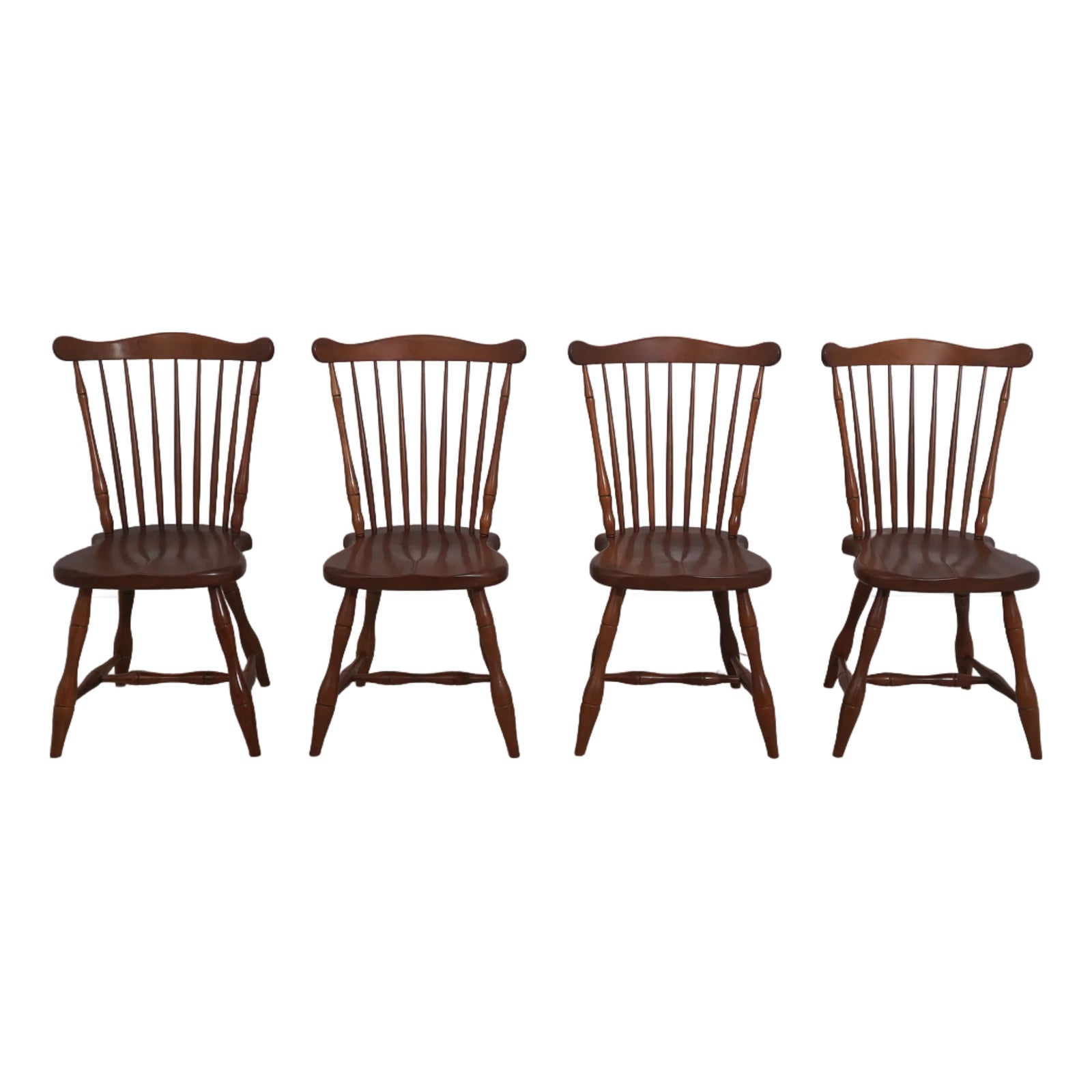 Set of 4 Frederick Duckloe Cherry Windsor Dining Room Chairs | Chairish