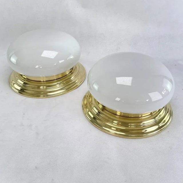 Art Deco Flush Mount in Brass, 1930 For Sale - Image 3 of 10