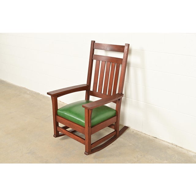 Stickley Brothers Style Antique Mission Oak Arts & Crafts Rocking Chair, Circa 1900 For Sale - Image 12 of 12