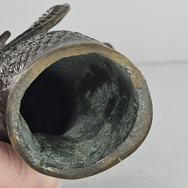 Vintage Horned Serpent Ram Goat Head Finnial Candle Snuffer Brass Pima Story For Sale - Image 4 of 9