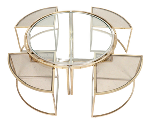 Chrome and Brass Nesting Tables from Maison Charles, 1970s, Set of 5