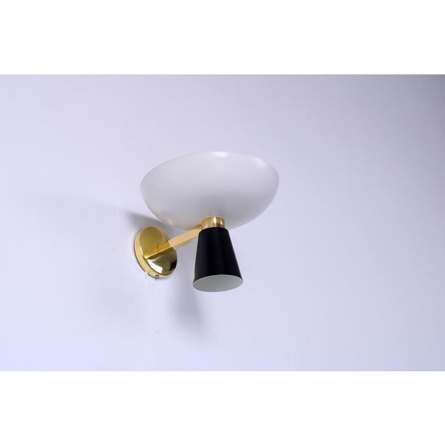 Black & White Brass Diabolo Wall Sconce from Stilnovo, 1950s For Sale - Image 11 of 18