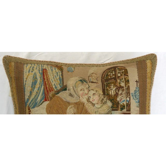 English 1850 English Needle Work Tapestry Pillow - 17'' X 17'' For Sale - Image 3 of 6