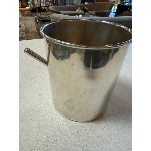 Modern 1970s Stainless Steel Ice Bucket With Side Handles For Sale - Image 3 of 8