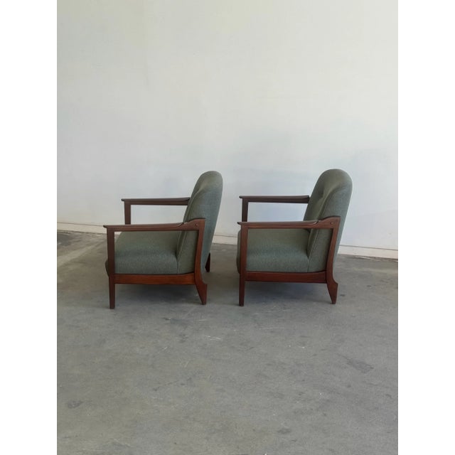 Mid-Century Modern 1960s Sculpted Walnut Lounge Chairs - Pair For Sale - Image 3 of 9