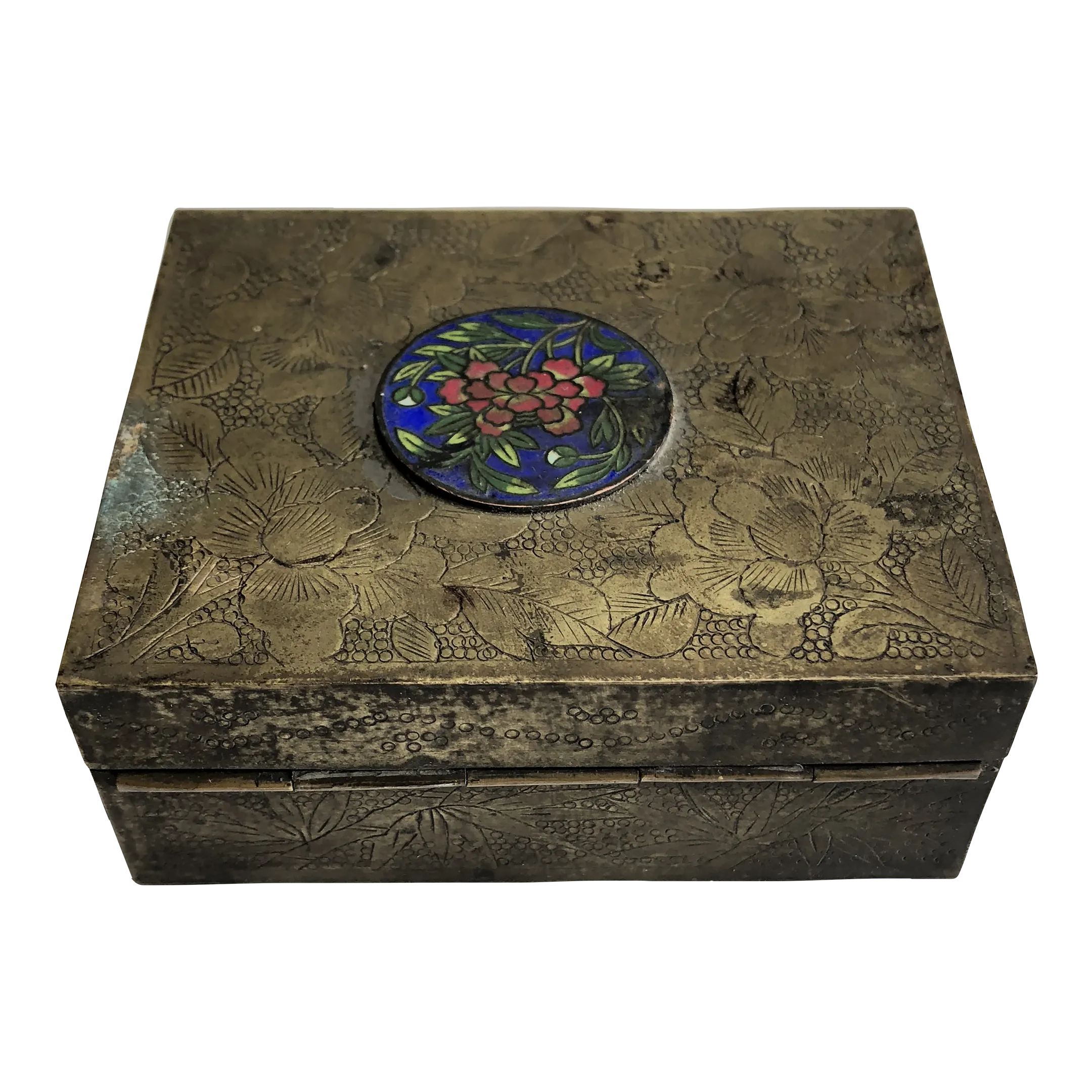 19th Century Antique Brass Cigarette Box