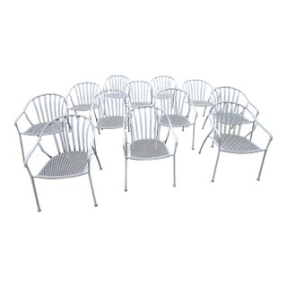 Vintage Woodard Wrought Iron Valencia Outdoor Patio Chairs - Set of 12 For Sale