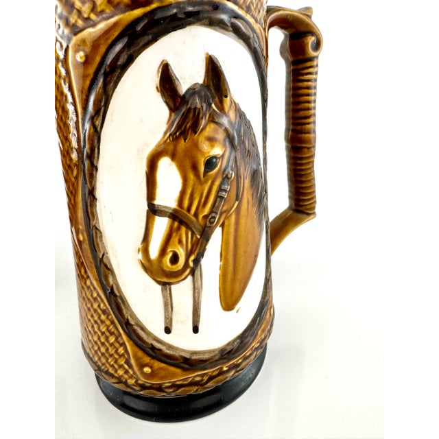 Brown Mid Century Knobler Japan Hand Painted Horse Mugs- Set of 2 For Sale - Image 8 of 11