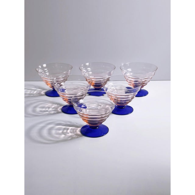 Italian Art Deco Dessert Bowls / Coupes from Empoli, 1940s, Set of 7 For Sale - Image 6 of 7