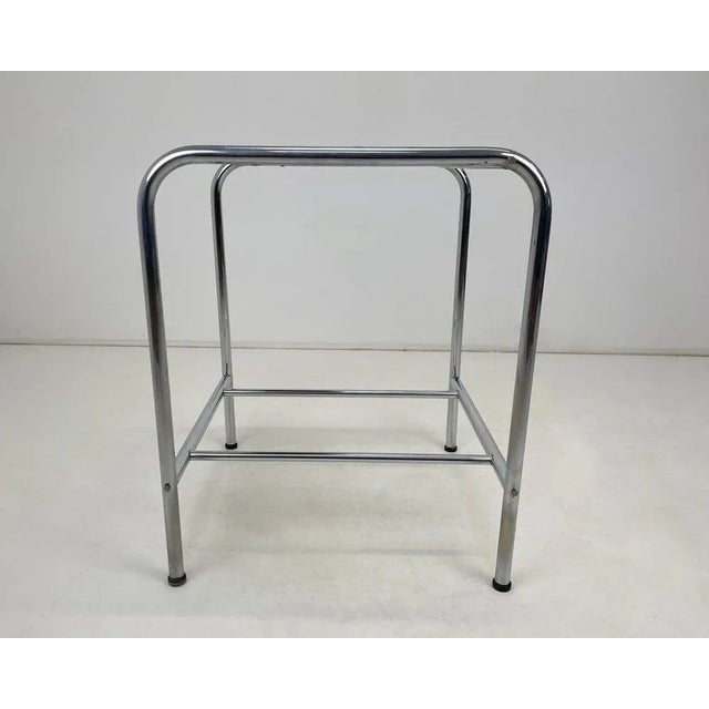 Functionalist Chrome & Wood Side Table, 1950s For Sale - Image 9 of 10