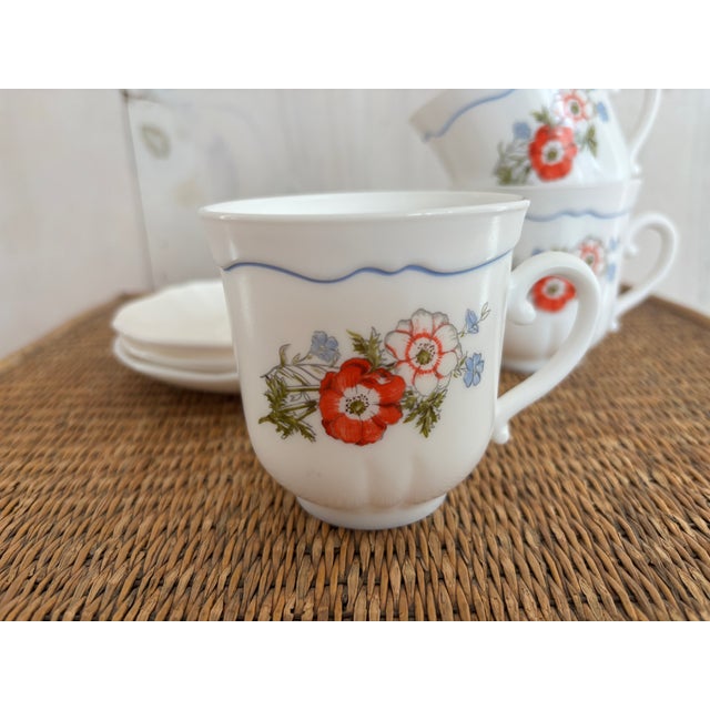 Mid 20th Century French Arcopal Cups and Saucers, Set of Three For Sale In Dallas - Image 6 of 10