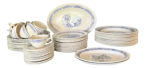 19th Century English Ironstone Dinner Set, 1880s, Set of 58