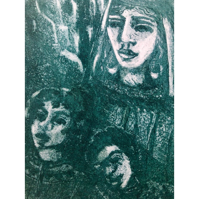 Modern Shulamith Wittenberg Miller, Modernist "Jethro" Aquatint Etching Israeli Judaica Bezalel School Woman Artist, 1973 For Sale - Image 3 of 7