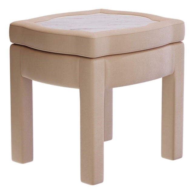 Rose Linen Piero Ottoman by Ceraudo For Sale