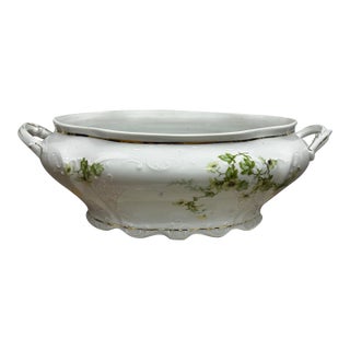 Antique Ls&s Carlsbad Austria Porcelain Tureen, Hand Painted Wild Roses, c.1900 For Sale