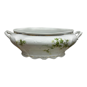 Antique Ls&s Carlsbad Austria Porcelain Tureen, Hand Painted Wild Roses, c.1900