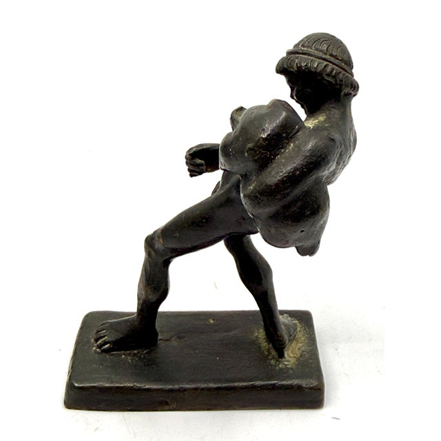 1900s 4 Grand Tour Neo Classical Bronze Miniatures incl Dancing Faun, Seated Hermes For Sale - Image 16 of 18