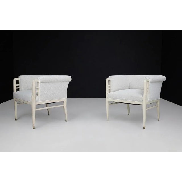 Large Art Nouveau Armchairs in Bouclé Upholstery, Austria, 1910, Set of 2 For Sale - Image 3 of 13