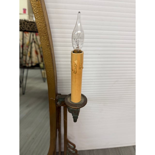 Oscar Bach Brass Mirror With Lights For Sale - Image 10 of 12