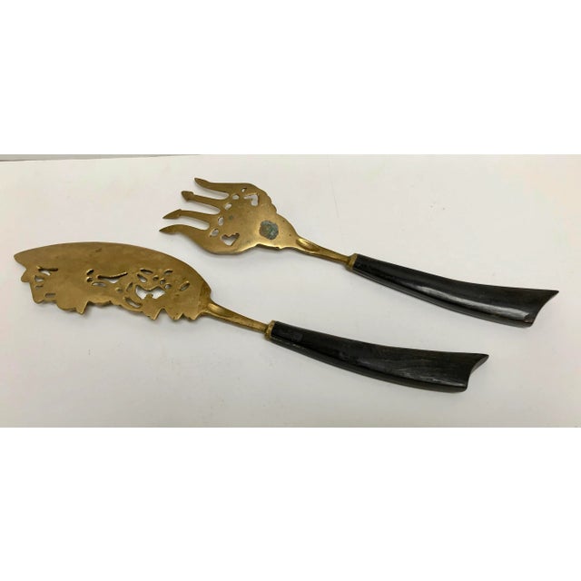Brass Asian Design Brass Fish Serving Set For Sale - Image 8 of 9