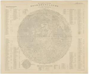 Visible Side of the Moon Lunar Crater Chart by Adolf Stieler, 1858
