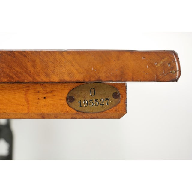 Mid 20th Century Mid 20th Century Reproduction Solid Wood Cast Iron Drafting Table For Sale - Image 5 of 10