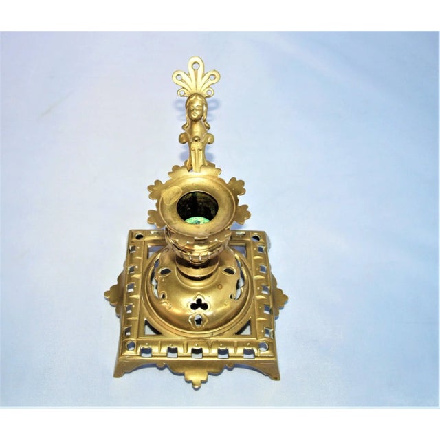 Art Nouveau Antique Late 19th Century Brass Chamber Candlestick For Sale - Image 3 of 7
