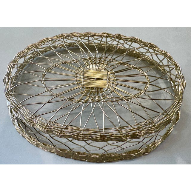 Vintage Oval Silver Wire Basket For Sale - Image 4 of 5