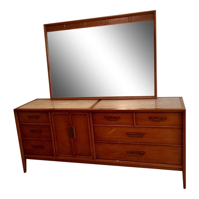 Drexel MidCentury Meridian Triple Dresser & Mirror Chairish