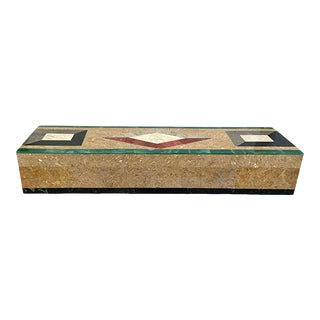 Stunning Stone Marble and Limestone Mosaic Geometric Desktop Box For Sale