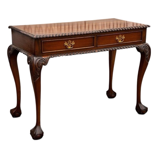 Chippendale Style Console Table with Drawers and Brass Handles For Sale